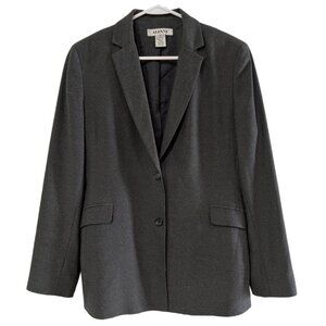 Alfani Women's Gray Two‑Button Blazer, Size 10, Notch Collar, Fully Lined